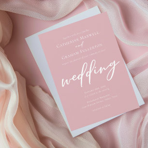 Invitación Rosa polvoriento Boda de escritura blanca rosada p