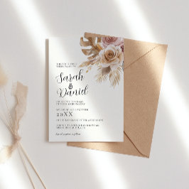 Invitación Rosa Polvoriento Boda de guirnaldas florales