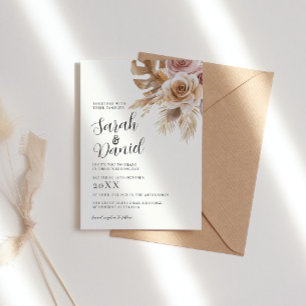 Invitación Rosa Polvoriento Boda de guirnaldas florales