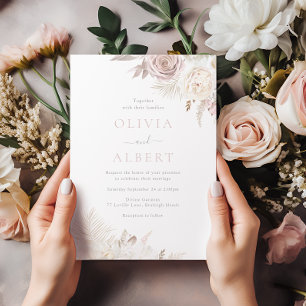 Invitación Rosa polvoriento, Boda de Rubor & Ivory All Season