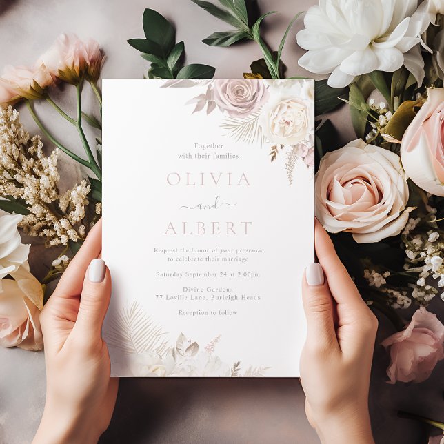 Invitación Rosa polvoriento, Boda de Rubor & Ivory All Season (Subido por el creador)