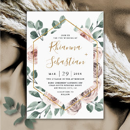 Invitación Rosa polvoriento Boda floral de color rosa malva d