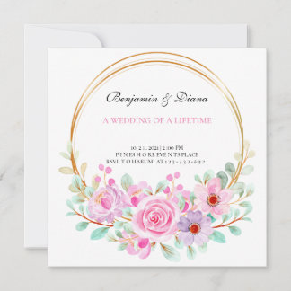Invitación Rosa polvoriento Boda floral de color rosa malva d