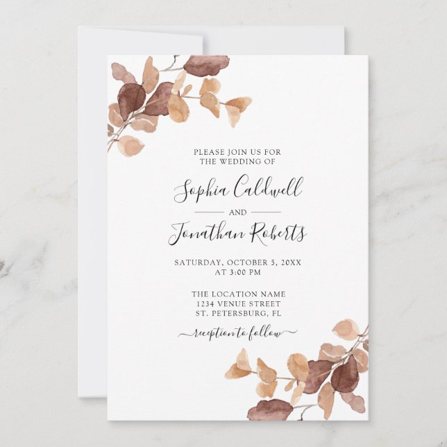 Invitación Rosa polvoriento en un Boda de Boho Eucalyptus (Anverso)