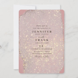 Invitación Rosa Polvoriento Glam Purpurina Oro Elegante Rosa 