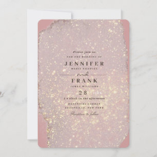 Invitación Rosa Polvoriento Glam Purpurina Oro Elegante Rosa 