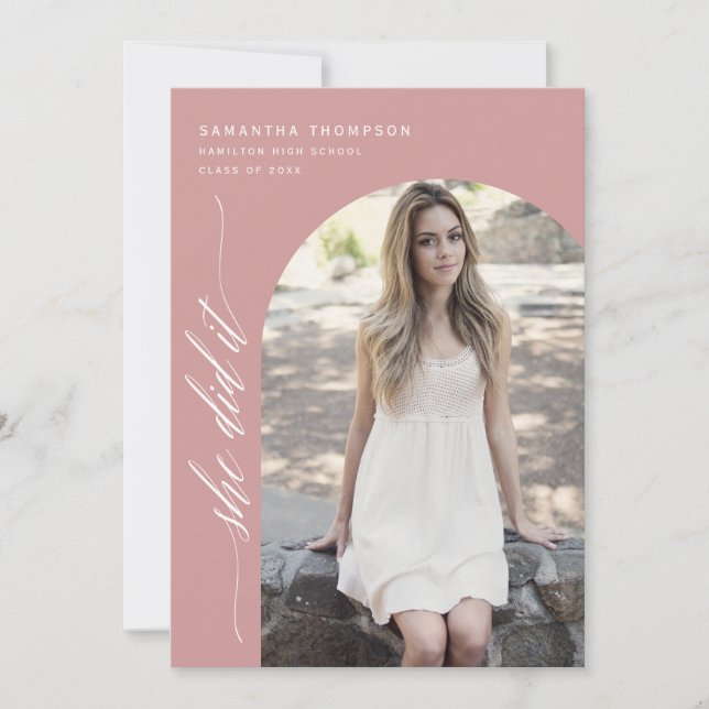 Invitación Rosa Polvoriento Moderno Lo Hizo Foto De Arco De G (Anverso)