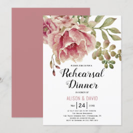 Invitación Rosa polvoriento rosa boda floral ensayo cena