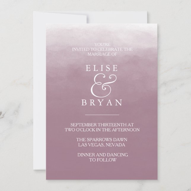 Invitación Rosa Polvoriento Rosa Sencilla Boda Elegante Moder (Anverso)