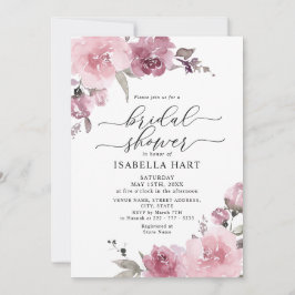 Invitación Rosa polvoriento Rubor Flores rosas Boho Bridal Sh