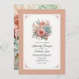 Invitación Rosa polvoriento, verde menta y Boda floral de Rub