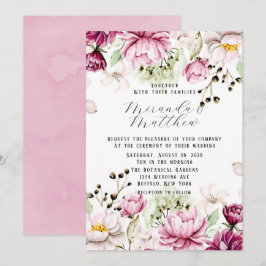 Invitación Rosa polvoriento y Boda de Rubor Paint Peony