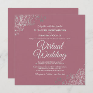 Invitación Rosa polvoriento y Boda virtual elegante de Lacy S