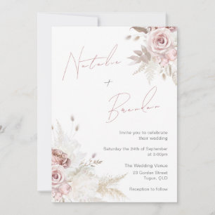 Invitación Rosa polvoriento y marfil Boda floral de escritura