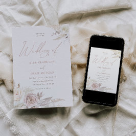 Invitación Rosa polvoriento y matrimonio marfileño elegante