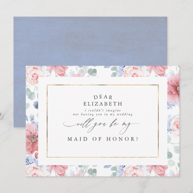 Invitación Rosa polvoriento y polvorienta propuesta de la dam (Anverso / Reverso)