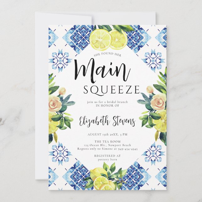 Invitación Rosa principal de esquisto limón azul brillante du (Anverso)