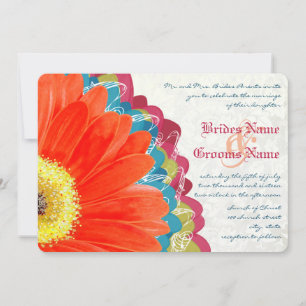 Invitación Rosa profunda Verde azulada Neo Mint Green Gerber