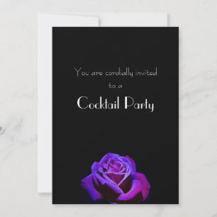 Invitación Rosa Púrpura Con Gotitas en Fiesta de Cóctel Negra