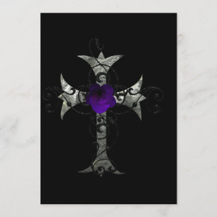 Invitación Rosa Púrpura Cruz De Plata Ducha Gótica De Novias