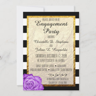 Invitación Rosa Púrpura Moderna con Hoja de Oro Falso para Fi