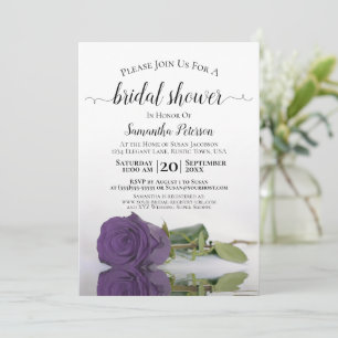 Invitación Rosa púrpura reflectante ducha de novia
