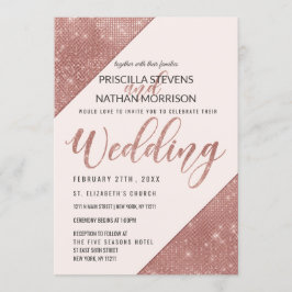 Invitación Rosa Purpurina de esparkling de oro Boda