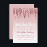 Invitación Rosa Purpurina de espuma de oro Cualquier cumpleañ<br><div class="desc">Rubor Pink - Rosa Personalizado de Purpurina con sorbo de oro cualquier invitación de fiesta de cumpleaños. Esta es la invitación perfecta para el cumpleaños de un Rosa moderno de oro y la fiesta de cumpleaños del Purpurina de Rubor Rosa Sparkle Girly. Póngase en contacto con el diseñador para que...</div>