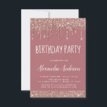Invitación Rosa Purpurina de espuma de oro Cualquier cumpleañ<br><div class="desc">Rubor Pink - Rosa Personalizado de Purpurina con gota de oro cualquiera edad (13, 16, 18, 21, 30, 40, 50, 60) Invitación a la fiesta de cumpleaños . Es la invitación perfecta para el cumpleaños de moda y divertida diversión para un Rosa de oro moderno y la fiesta de cumpleaños...</div>
