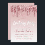 Invitación Rosa Purpurina de espuma de oro Cualquier cumpleañ<br><div class="desc">Rubor Pink - Rosa Personalizado de Purpurina con sorbo de oro cualquier invitación de fiesta de cumpleaños. Esta es la invitación perfecta para el cumpleaños de un Rosa moderno de oro y la fiesta de cumpleaños del Purpurina de Rubor Rosa Sparkle Girly. Póngase en contacto con el diseñador para que...</div>