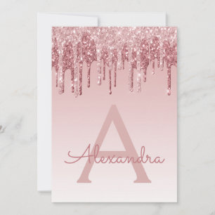 Invitación Rosa Purpurina de espuma de oro Dulce Dieciséis cu