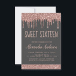 Invitación Rosa Purpurina de espuma de oro Dulce Dieciséis cu<br><div class="desc">Rubor Pink - Rosa Oro y Carbón Gris Esparkly Dripping Purpurina Dulce 16 Invitación de fiesta de cumpleaños . Esta es la invitación de 16 cumpleaños perfecta para un Rosa moderno de oro y la fiesta de cumpleaños del Purpurina Rosado de Rubor Sparkle Girly. Póngase en contacto con el diseñador...</div>
