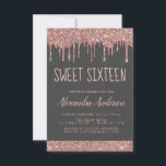 Invitación Rosa Purpurina de espuma de oro Dulce Dieciséis cu<br><div class="desc">Rubor Pink - Rosa Oro y Carbón Gris Esparkly Dripping Purpurina Dulce 16 Invitación de fiesta de cumpleaños . Esta es la invitación de 16 cumpleaños perfecta para un Rosa moderno de oro y la fiesta de cumpleaños del Purpurina Rosado de Rubor Sparkle Girly. Póngase en contacto con el diseñador...</div>