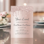 Invitación Rosa Purpurina de goteo de oro Dulce 16 ducha de n<br><div class="desc">Fiesta de cumpleaños de Rubor Pink - Rosa Gold Sparkly y Girly Dripping Purpurina Sweet 16 (Dieciséis), 1ª, 13ª, 15ª, 18ª, 30ª, 40ª, 60ª, 70ª, 80ª, 90ª, 100ª fiesta de cumpleaños femenina, Bridal Shower, helorette Party, Baby Shower (Baby Girl), Baptism, Corporate Event, Boda Aniversario o Quinceanera Celebration, Invitation Template. Es...</div>