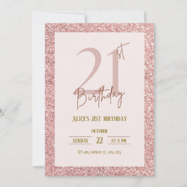 Invitación Rosa Purpurina de Oro 21 años
