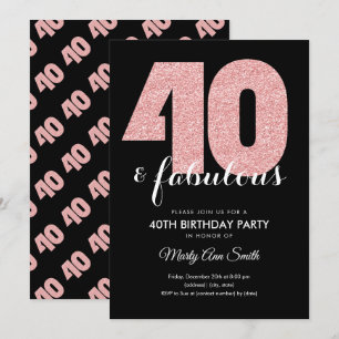 Invitación Rosa Purpurina de Oro 40 y fabulosa fiesta de cump
