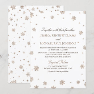 Invitación Rosa Purpurina de oro Boda de invierno Wonderland