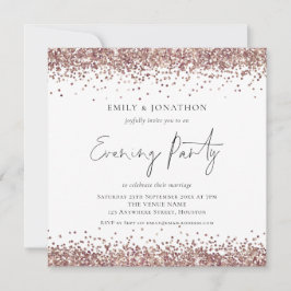 Invitación Rosa Purpurina de oro Boda de noche Fiesta Square