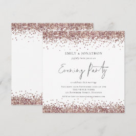 Invitación Rosa Purpurina de oro Boda de noche Fiesta Square
