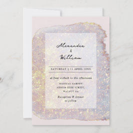 Invitación Rosa Purpurina de oro Bodas púrpura de Pastel mode