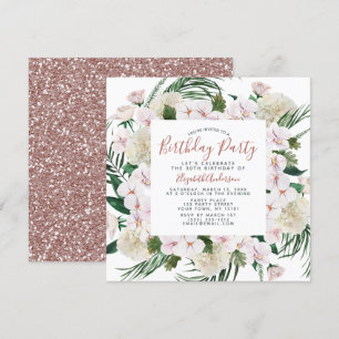 Invitación Rosa Purpurina de Oro Bouquet