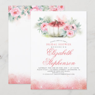 Invitación Rosa Purpurina de Oro Calabaza Cae Ducha Bridal