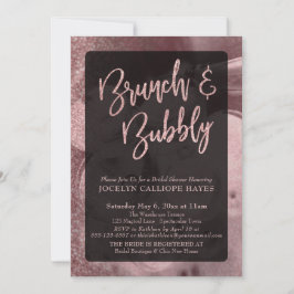 Invitación Rosa Purpurina de oro Champagne Brunch & Bubbly