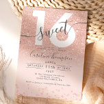 Invitación Rosa purpurina de oro confetti blush Sweet 16 foto<br><div class="desc">Moderna, moda y elegante purpurina de oro subió sombrío, dulce y dulce invitación a la fiesta de 16 años con una moderna tipografía de 16 años con rosa Relieve metalizado de oro y espumosos purpurinas sobre un fondo rosa pastel editable. Añade tu foto al fondo o deja un fondo rosado....</div>