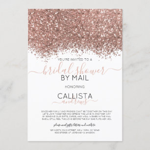 Invitación Rosa Purpurina de oro Confetti Bridal Shower por c