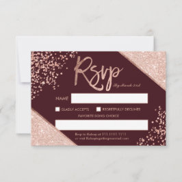 Invitación Rosa purpurina de oro confetti burgundy rsvp boda