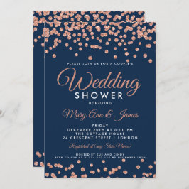 Invitación Rosa Purpurina de oro Confetti ducha de pareja de 