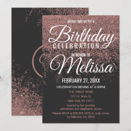 Invitación Rosa Purpurina de oro desgarra fiesta de cumpleaño