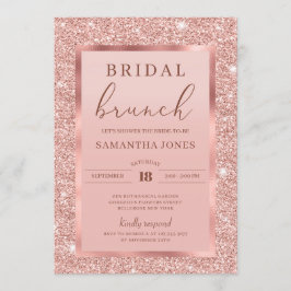 Invitación Rosa purpurina de oro despierta glamour brunch de 