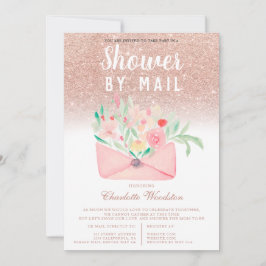 Invitación Rosa purpurina de oro ducha de bebé con flores por